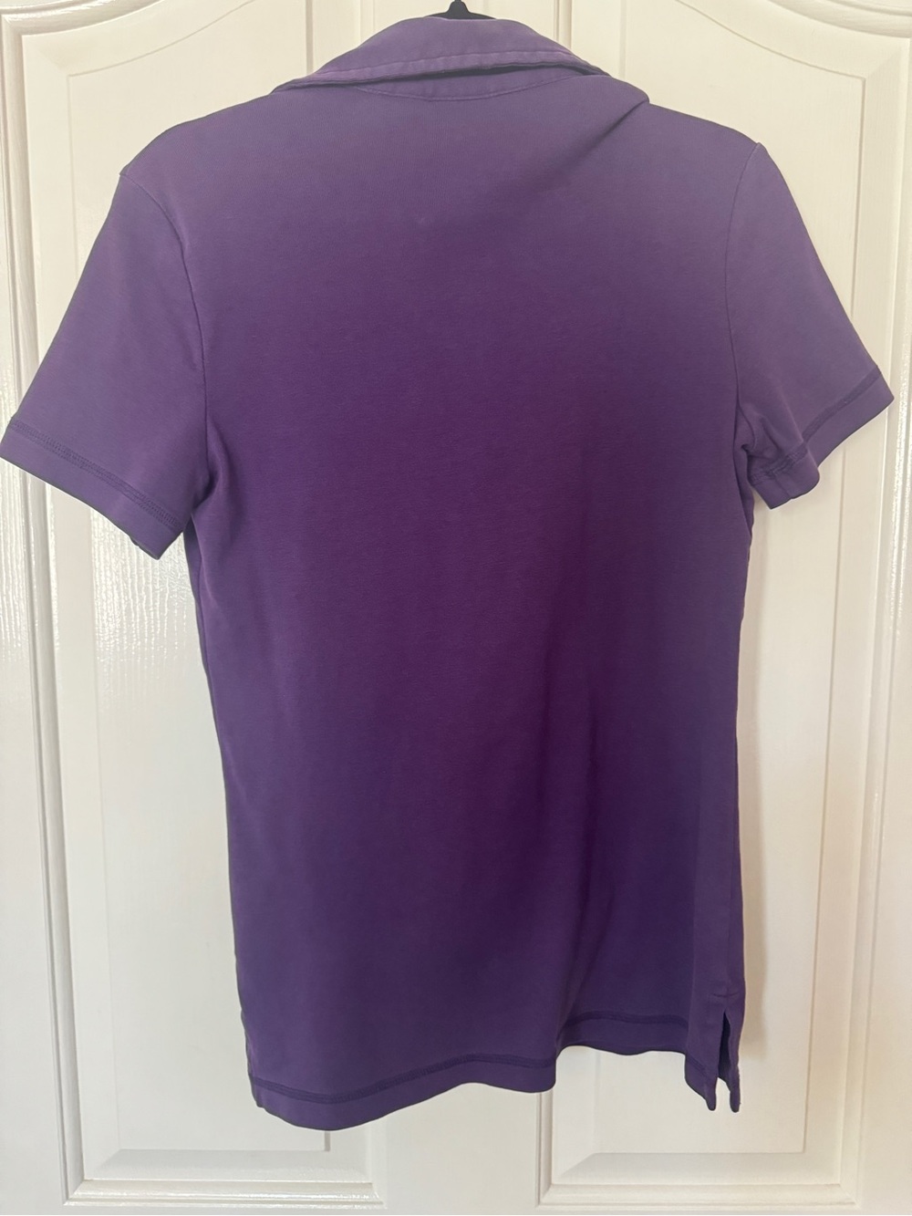 Tory Burch Plum Short-Sleeve Button Polo with Gold Buttons - Picture 4 of 4